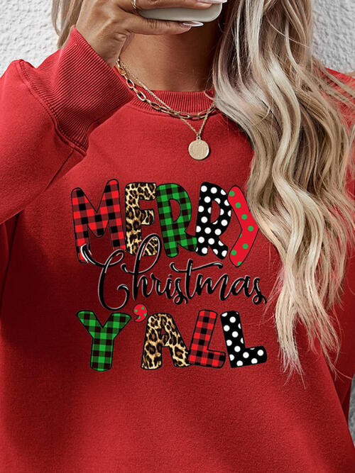 Long Sleeve Letter Graphic Round Neck Sweatshirt