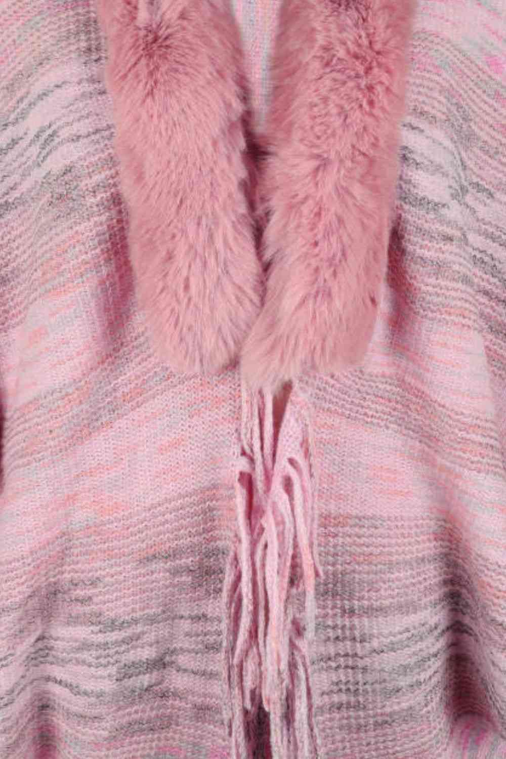 Open Front Fringe Hem Poncho in multicolor, Fringe