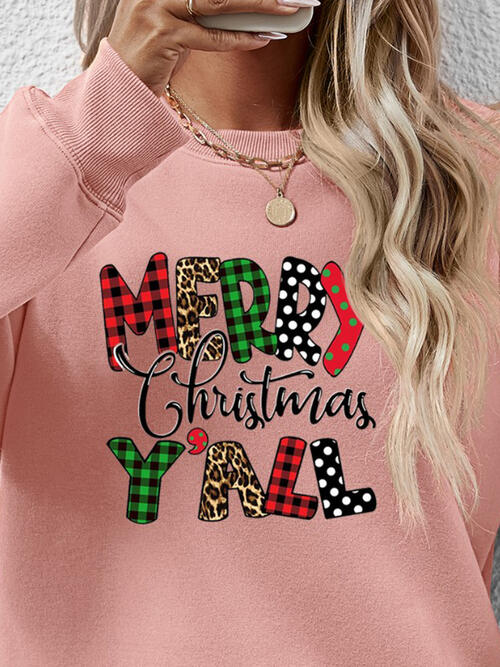 Long Sleeve Letter Graphic Round Neck Sweatshirt