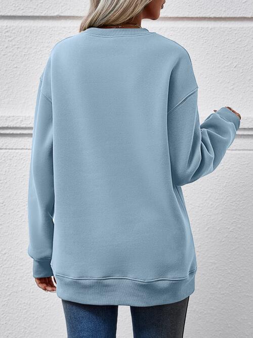 Long Sleeve Letter Graphic Round Neck Sweatshirt