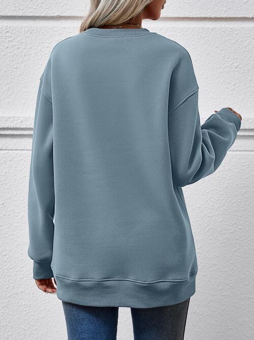 Long Sleeve Letter Graphic Round Neck Sweatshirt