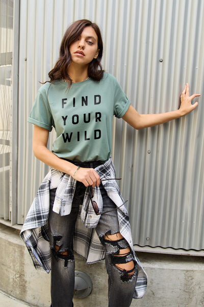 Simply Love FIND YOUR WILD Short Sleeve T Shirt