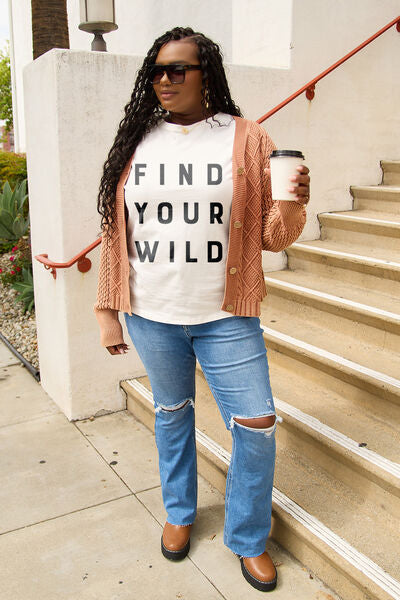 Simply Love FIND YOUR WILD Short Sleeve T Shirt