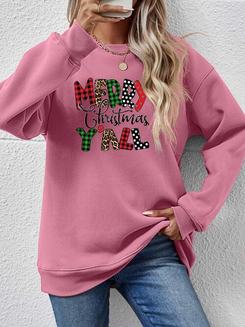 Long Sleeve Letter Graphic Round Neck Sweatshirt