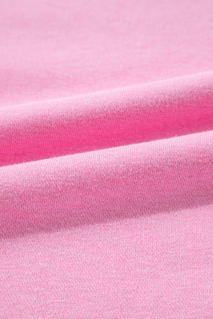 Sachet Pink Plain Drop Sleeve Henley Sweatshirt