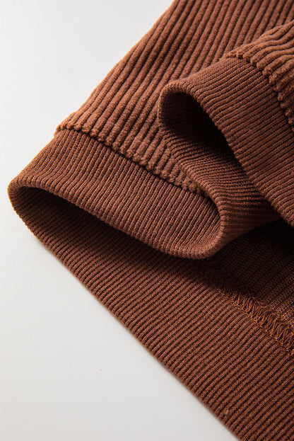 Strawberry Pink Drop Sleeve Ribbed Oversized Sweatshirt
