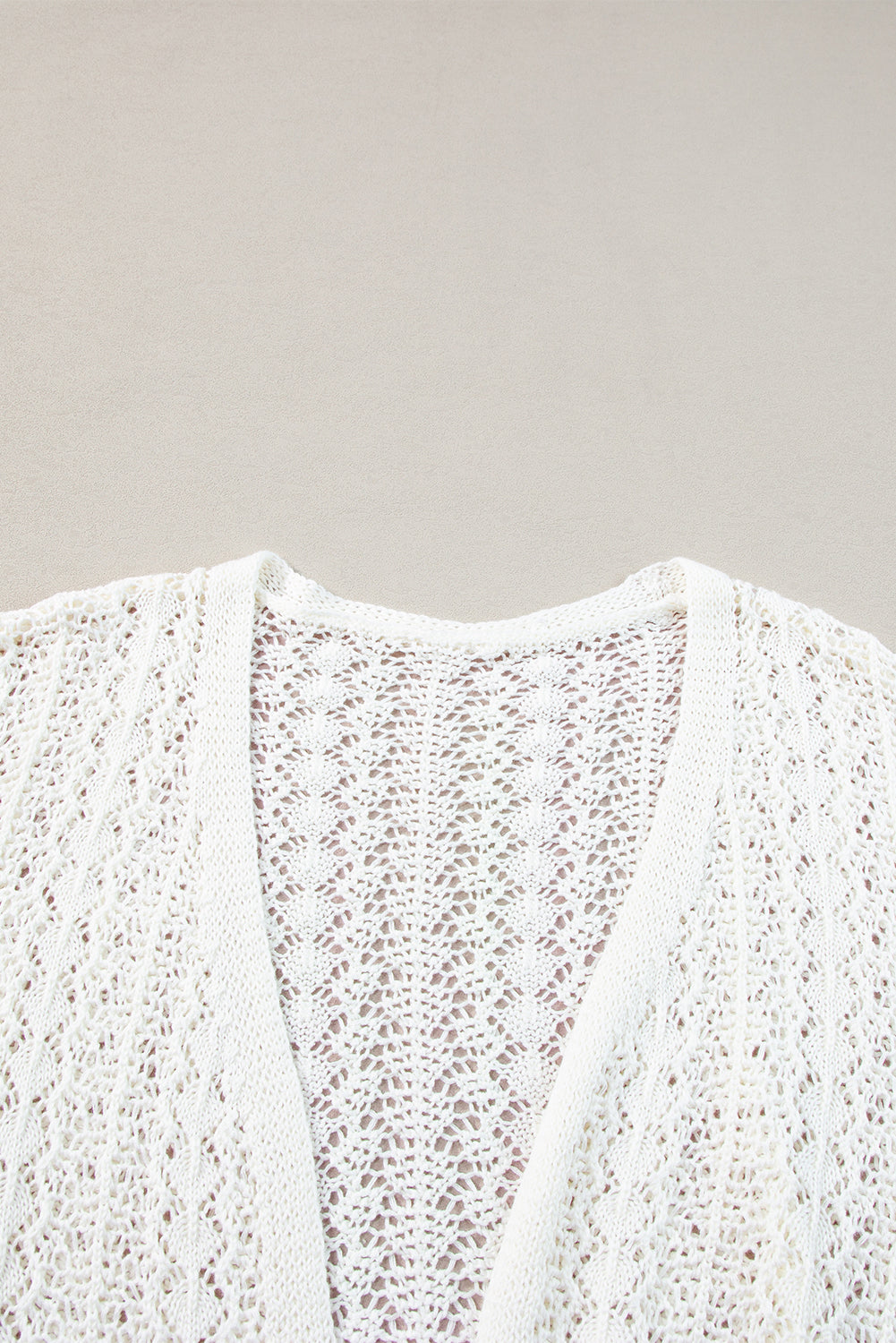 Black Hollow Out Crochet Knit Drop Shoulder Open Front Cardigan