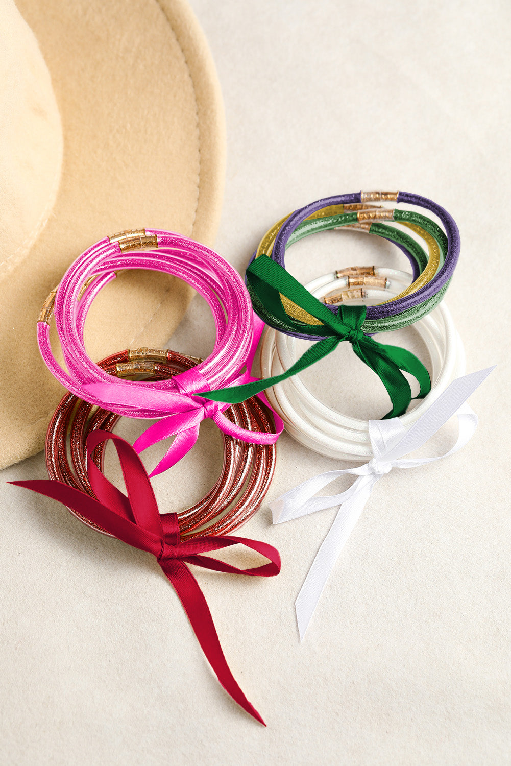Yellow Glitter Bowknot Layered Jelly Bracelet