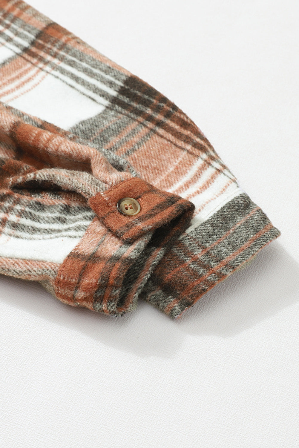 Pink and Grey Plaid Button Up Collar Flannel Shacket
