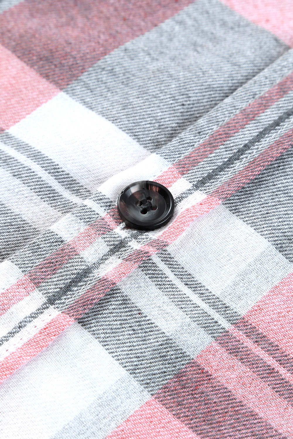 Pink Long Sleeve Collar Button Up Flannel Shacket