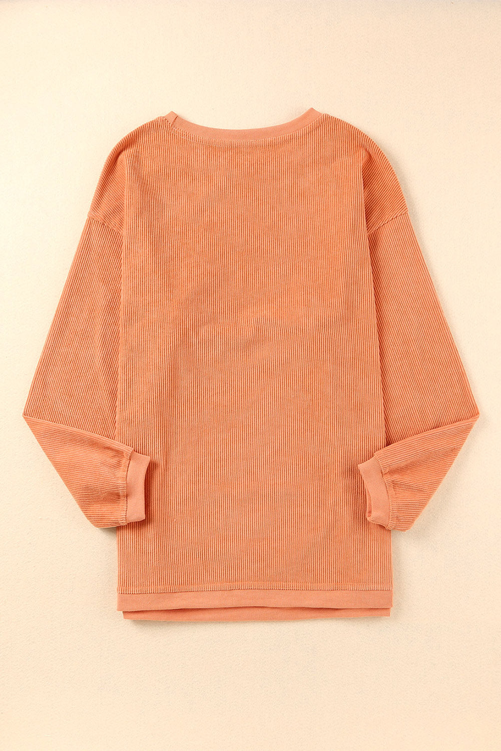 Strawberry Pink Drop Sleeve Ribbed Oversized Sweatshirt