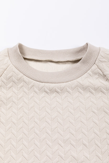 Jungle Green Solid Textured Raglan Sleeve Pullover Sweatshirt