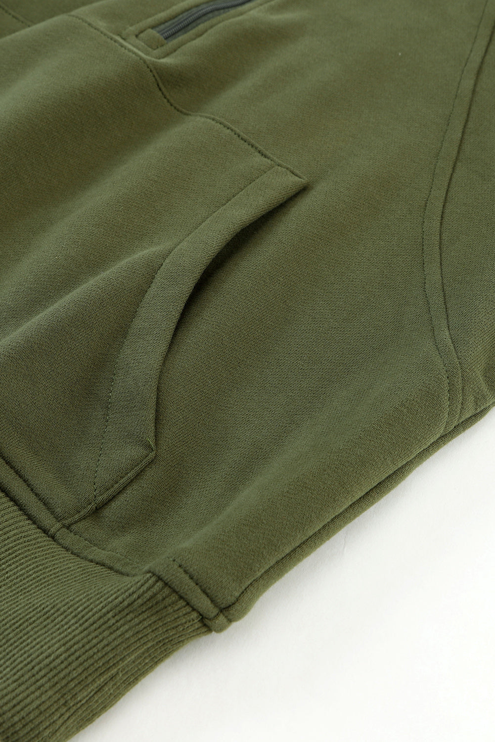 Brown Stand Collar Thumbhole Sleeve Sweatshirt