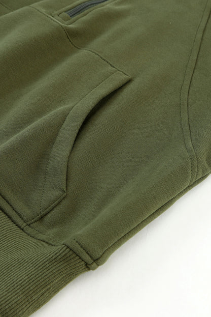 Brown Stand Collar Thumbhole Sleeve Sweatshirt