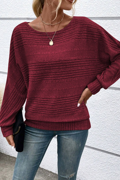 Simply Taupe Pit Stripe Batwing Sleeve Top