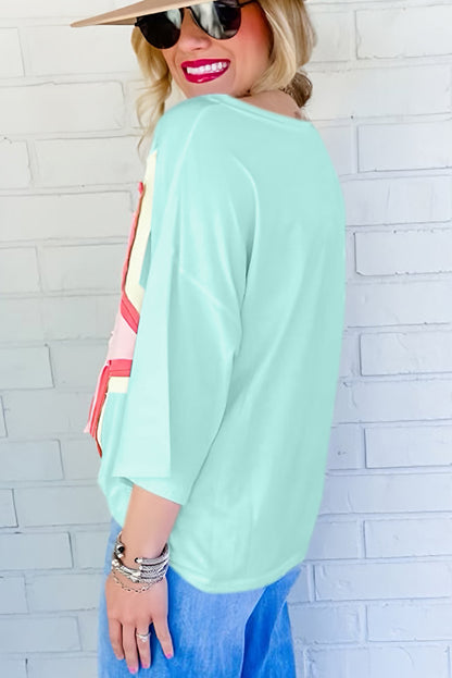 Light Pink Star Patch Colorblock Tee