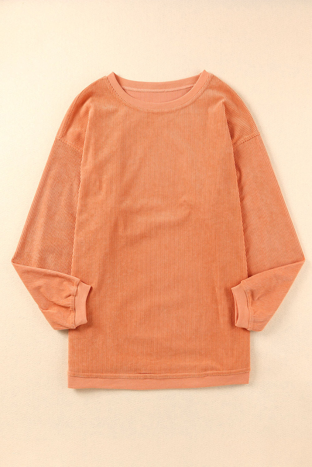 Strawberry Pink Drop Sleeve Ribbed Oversized Sweatshirt