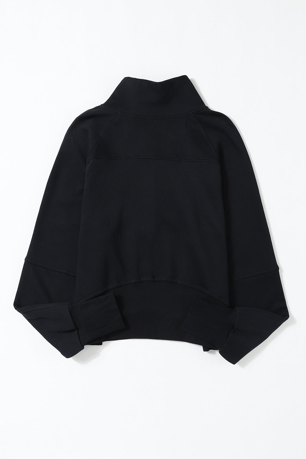 Brown Stand Collar Thumbhole Sleeve Sweatshirt
