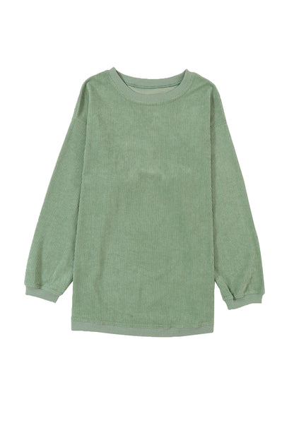 Strawberry Pink Drop Sleeve Ribbed Oversized Sweatshirt