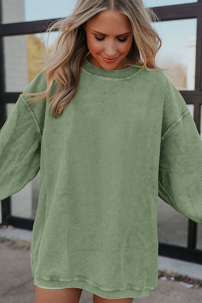 Strawberry Pink Drop Sleeve Ribbed Oversized Sweatshirt