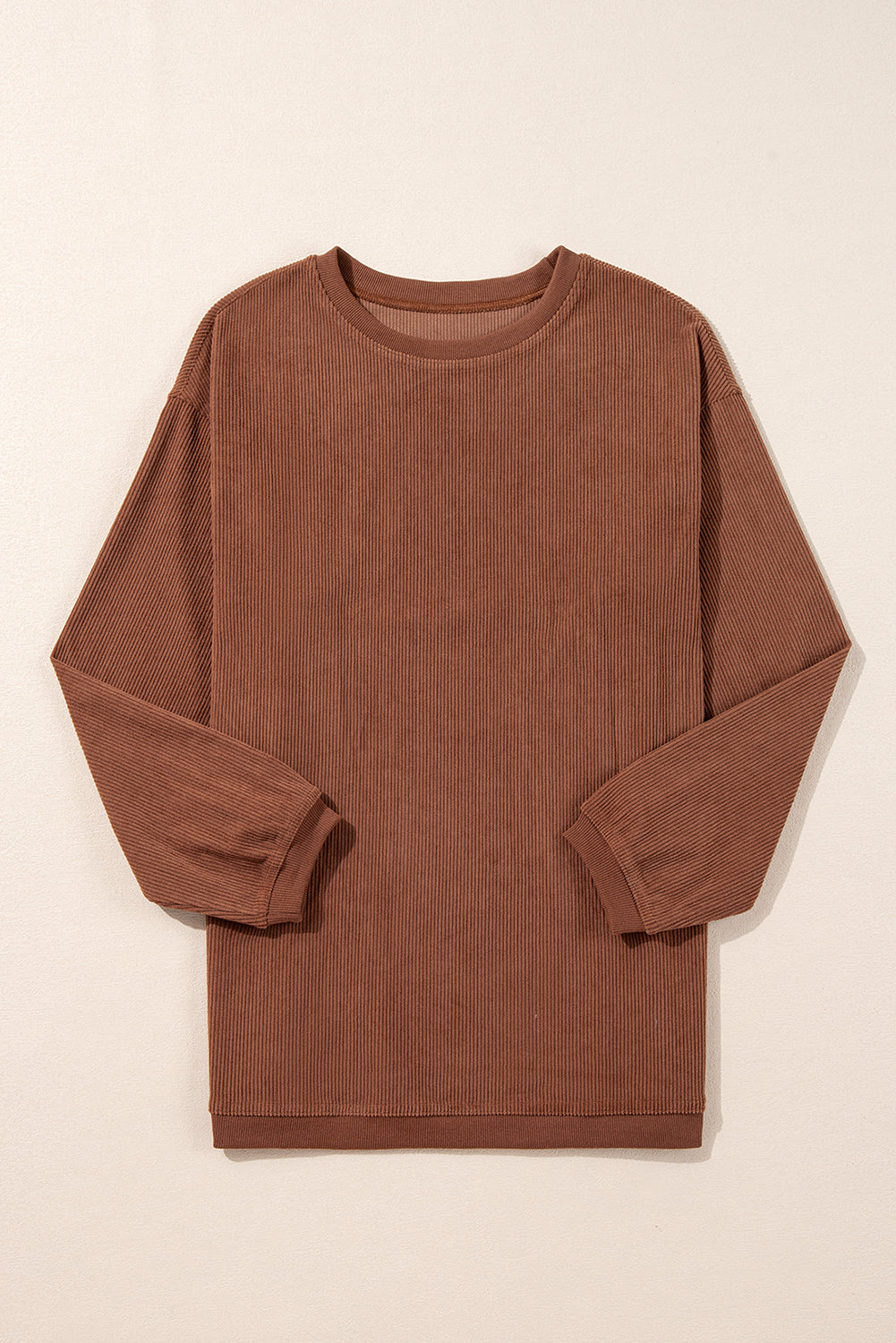 Strawberry Pink Drop Sleeve Ribbed Oversized Sweatshirt