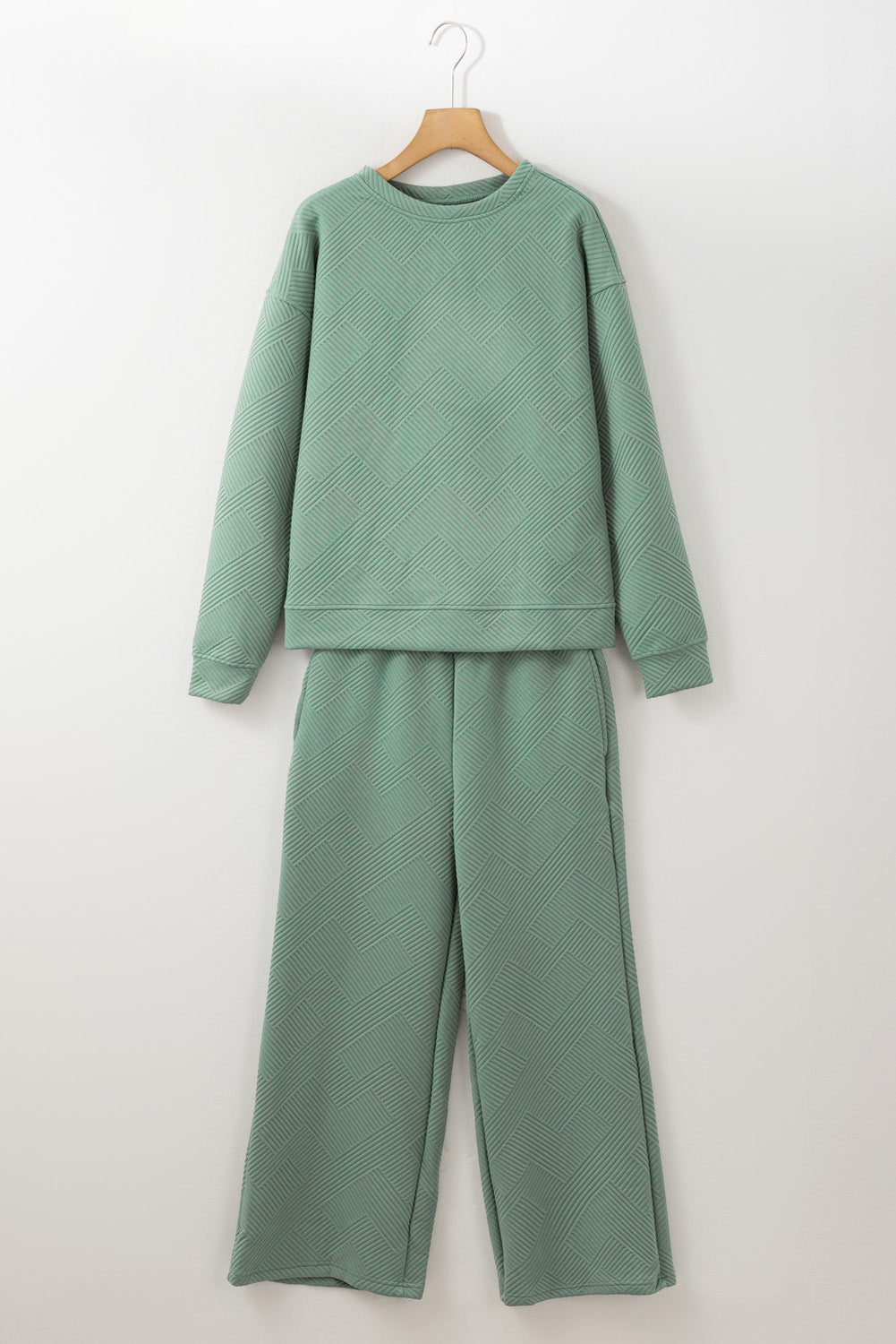 Red Dahlia Textured Loose Slouchy Long Sleeve Top and Pants Set