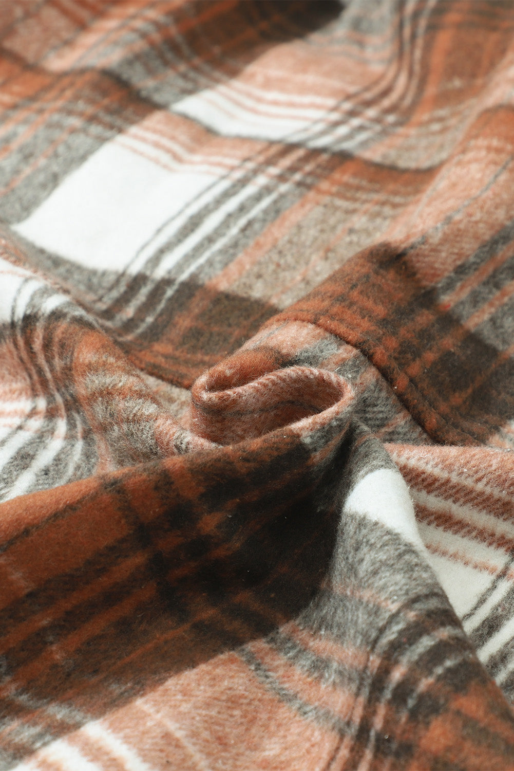 Pink and Grey Plaid Button Up Collar Flannel Shacket