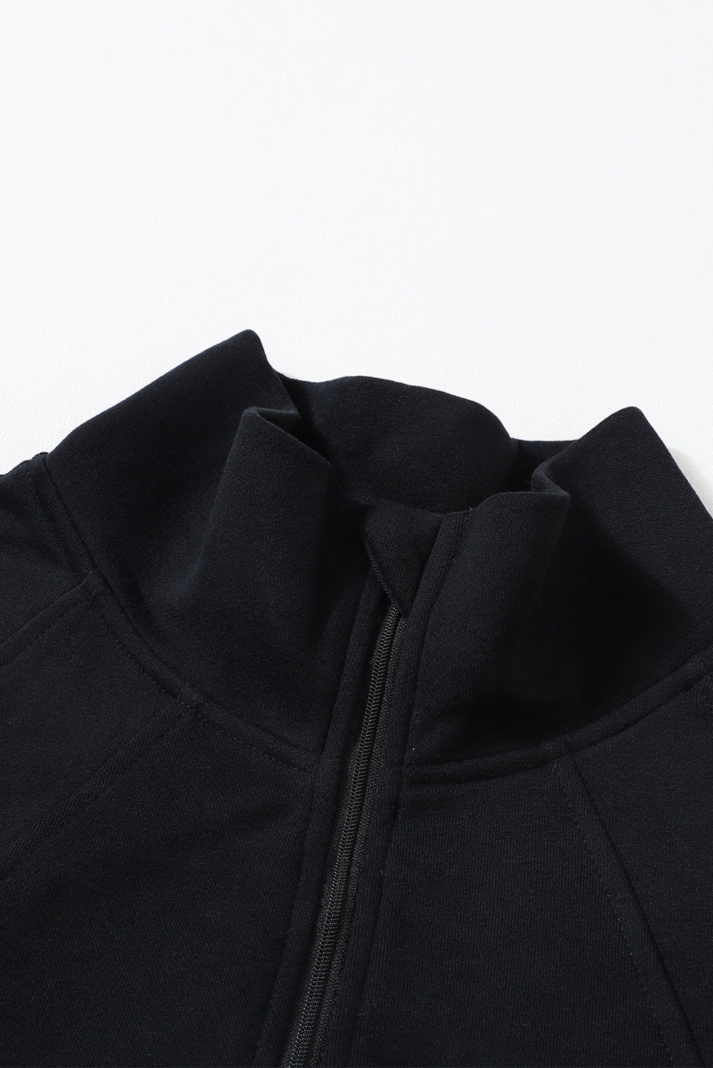 Brown Stand Collar Thumbhole Sleeve Sweatshirt