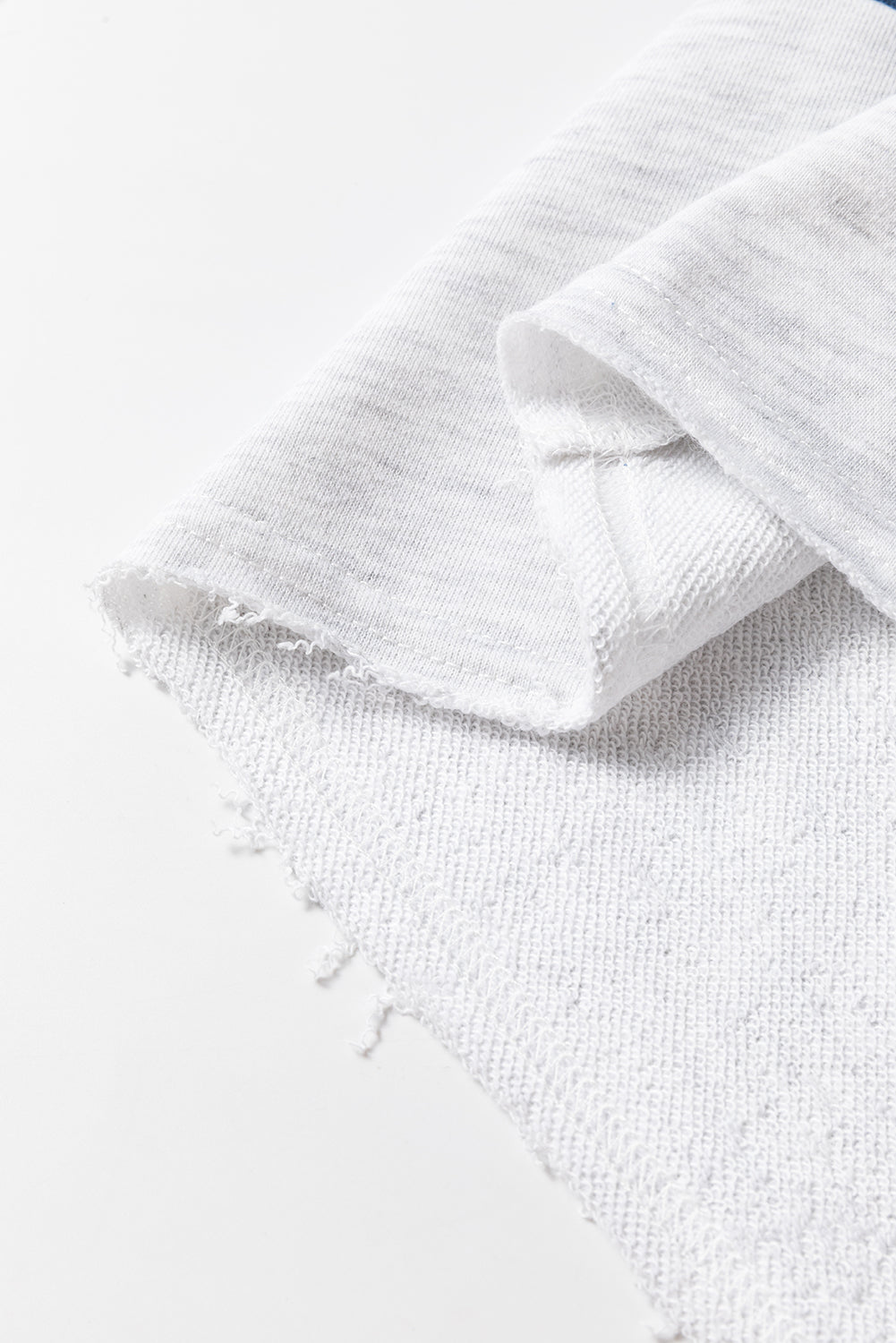 Sail Blue Striped Patchwork Raw Edge Sweatshirt