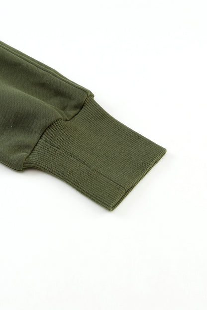 Brown Stand Collar Thumbhole Sleeve Sweatshirt