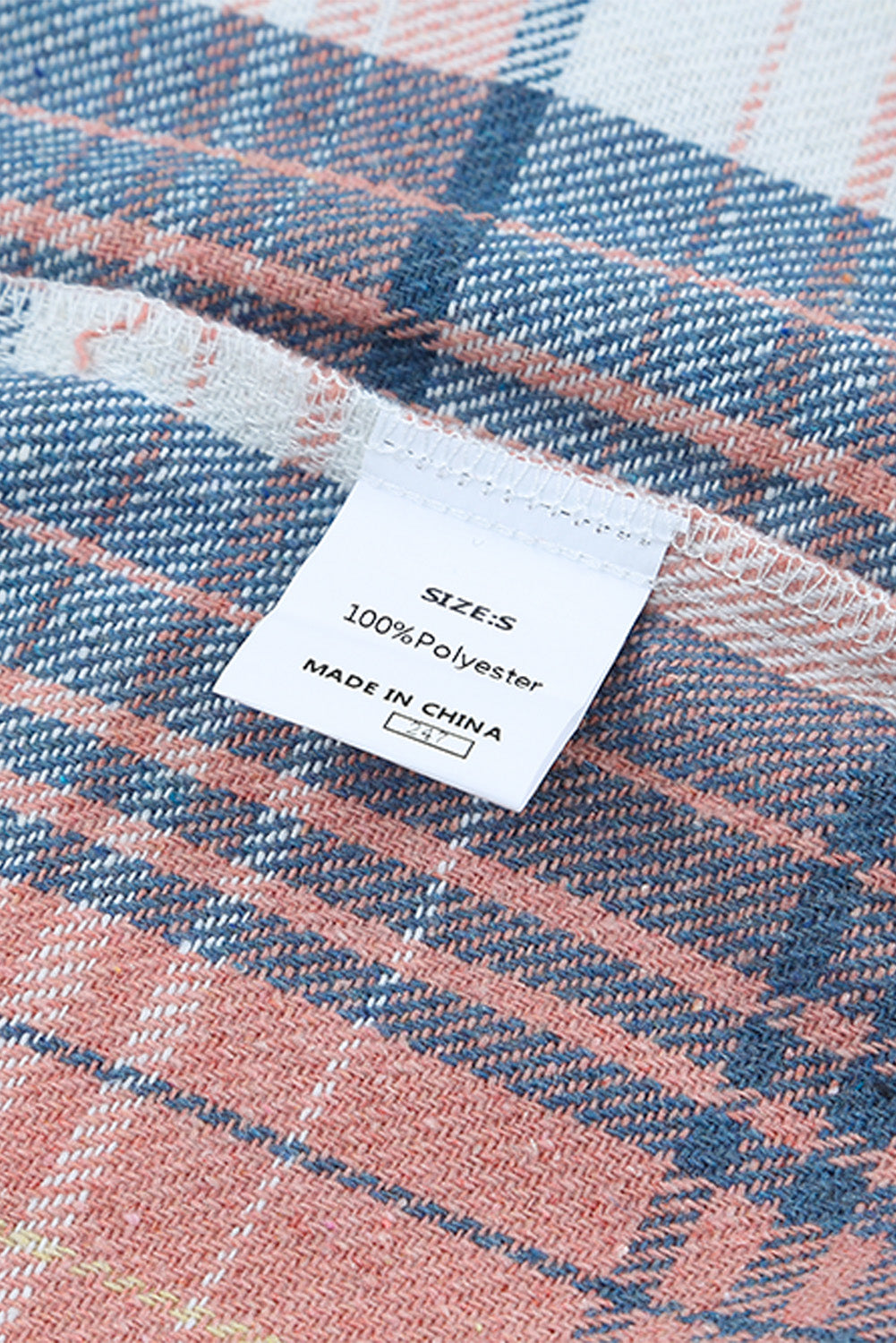 Pink and Grey Plaid Button Up Collar Flannel Shacket