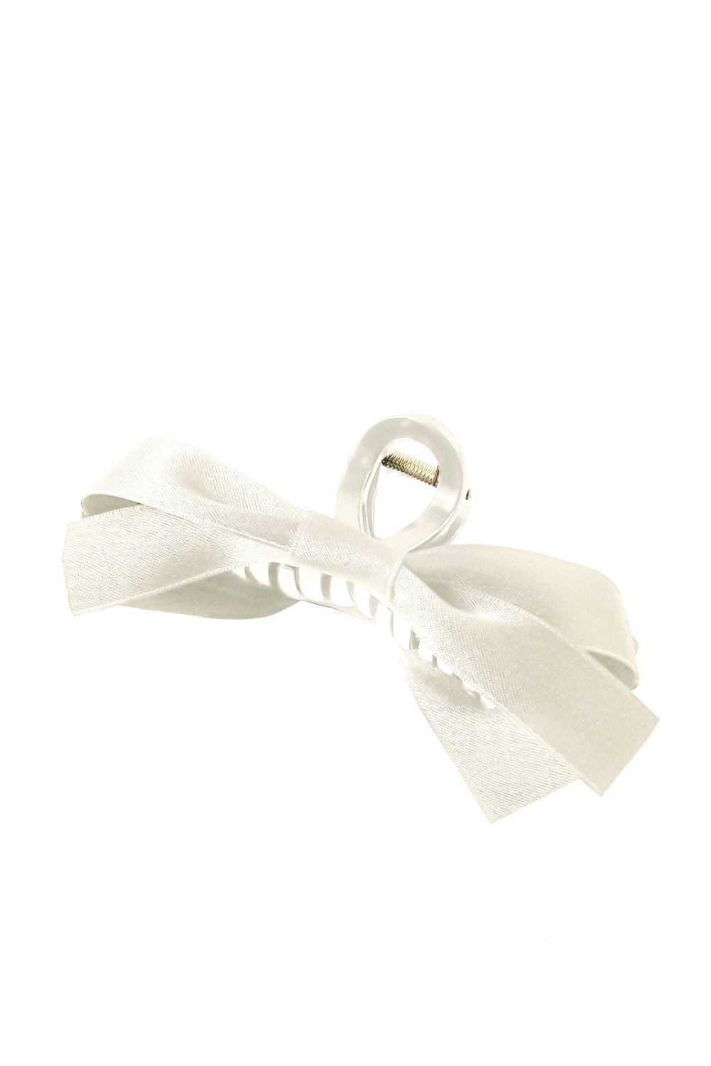Light French Beige Solid Color Ribbon Bow Decor Hair Clip