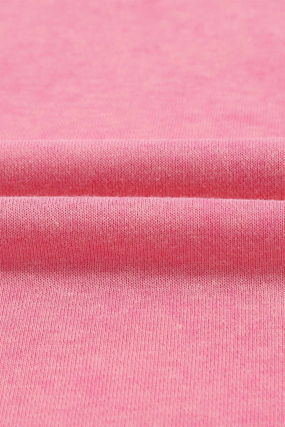 Pink Plain Drop Shoulder Trim Oversized Sweatshirt