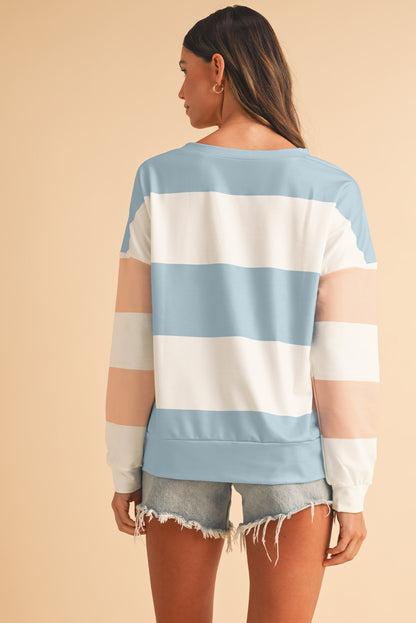 Light Blue Colorblock Drop Sleeve Top