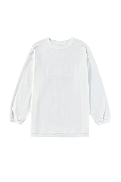 Strawberry Pink Drop Sleeve Ribbed Oversized Sweatshirt