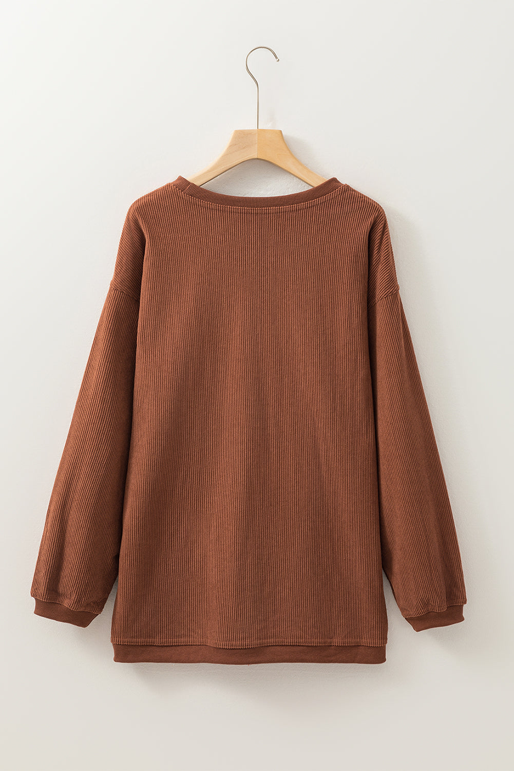 Strawberry Pink Drop Sleeve Ribbed Oversized Sweatshirt