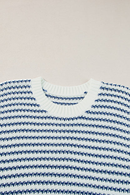 Black Stripe Contrast Trim Knit Dolman Top