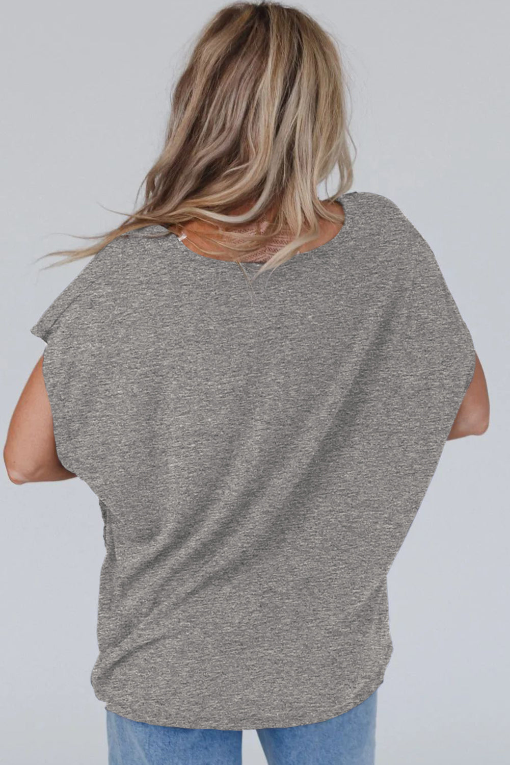 Gray Crochet Lace Batwing Tee