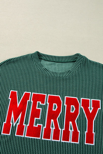 Racing Red Corded MERRY Long Sleeve Top and Shorts Pajama Set