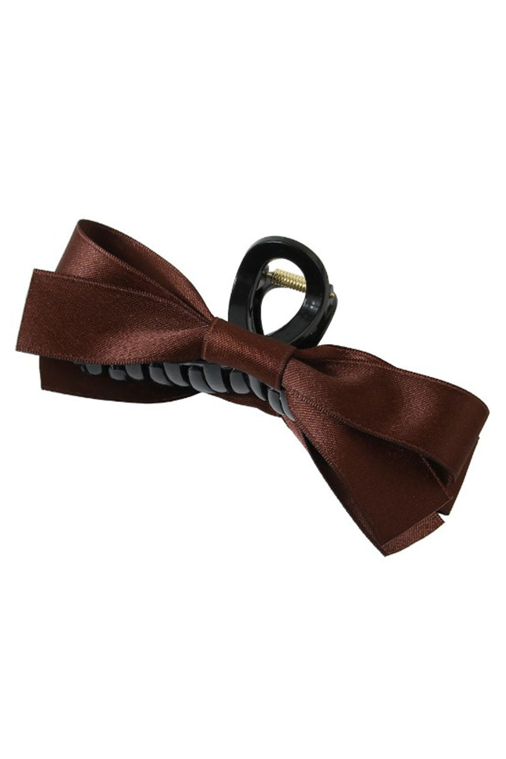Light French Beige Solid Color Ribbon Bow Decor Hair Clip
