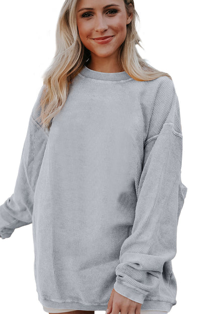 Strawberry Pink Drop Sleeve Ribbed Oversized Sweatshirt