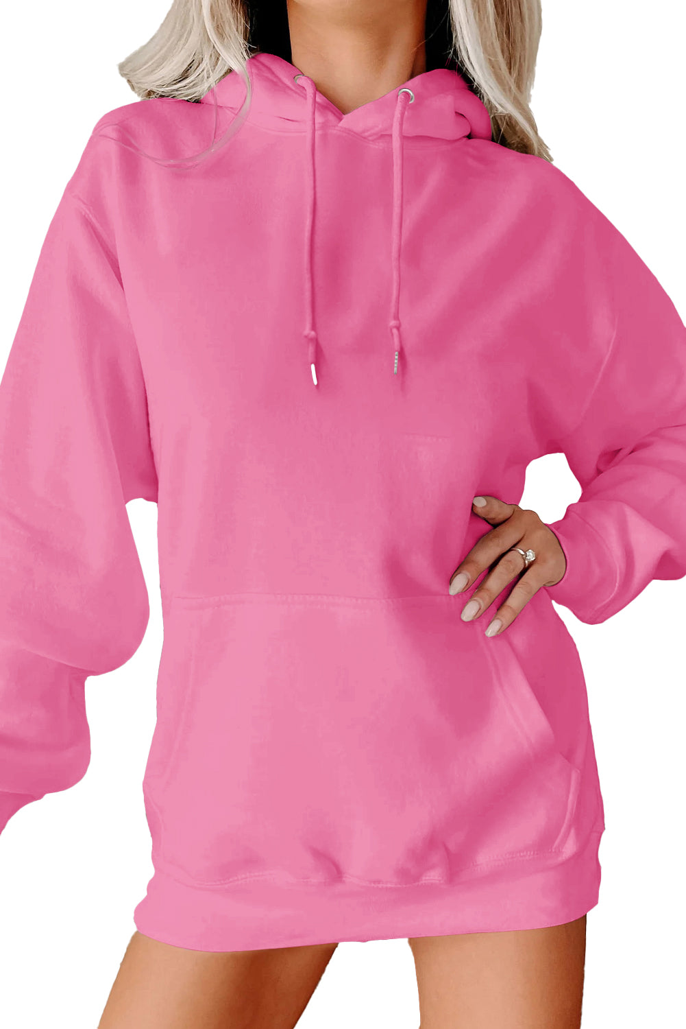 Black Kangaroo Pocket Drawstring Chunky Hoodie
