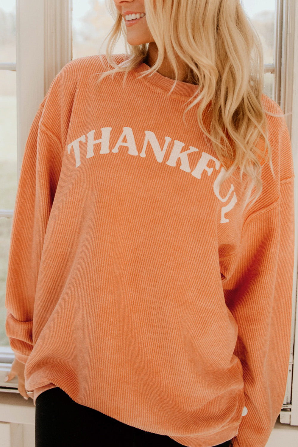 Strawberry Pink Drop Sleeve Ribbed Oversized Sweatshirt