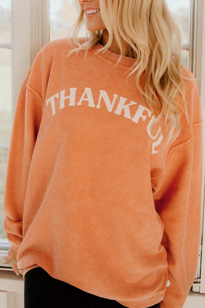 Strawberry Pink Drop Sleeve Ribbed Oversized Sweatshirt