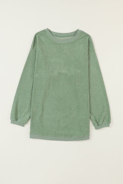 Strawberry Pink Drop Sleeve Ribbed Oversized Sweatshirt