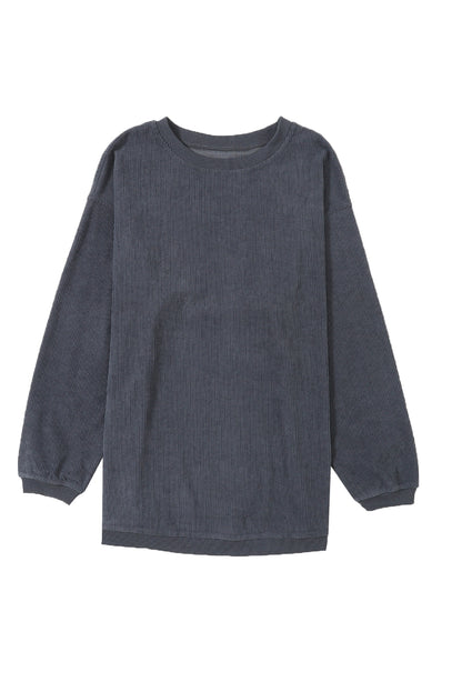Strawberry Pink Drop Sleeve Ribbed Oversized Sweatshirt