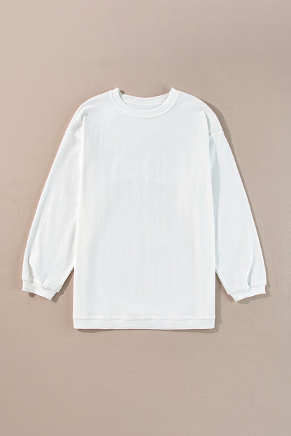 Strawberry Pink Drop Sleeve Ribbed Oversized Sweatshirt