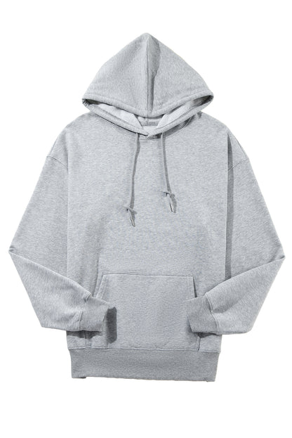 Black Kangaroo Pocket Drawstring Chunky Hoodie