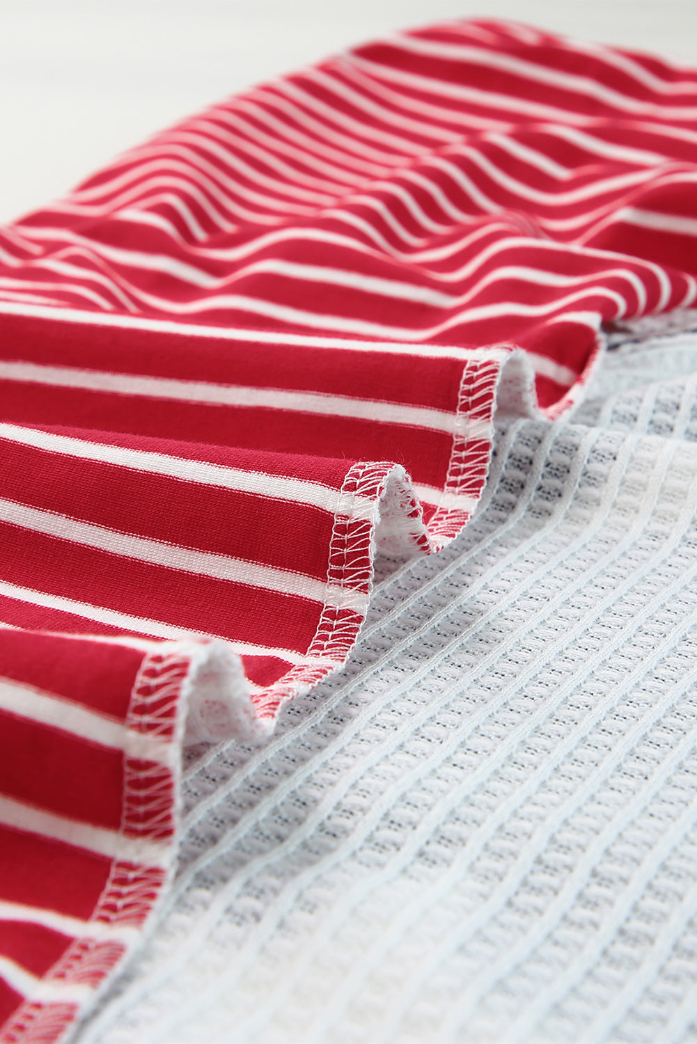 Blue Striped Stars Print V-Neck Tee