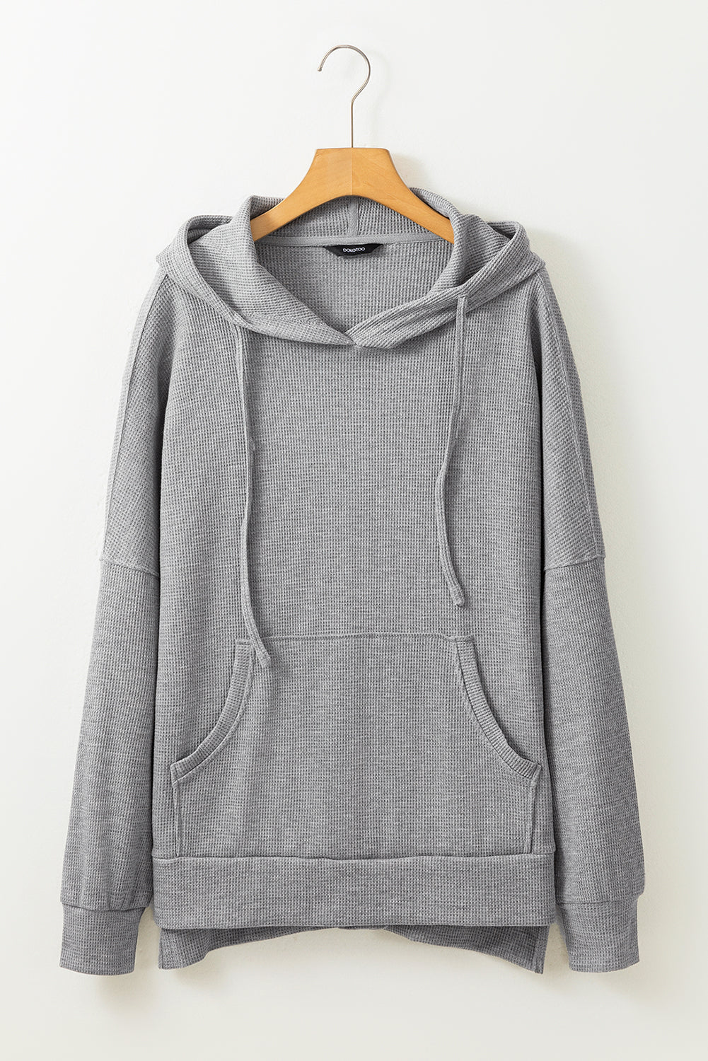Red Dahlia Waffle Knit High Low Oversized Hoodie